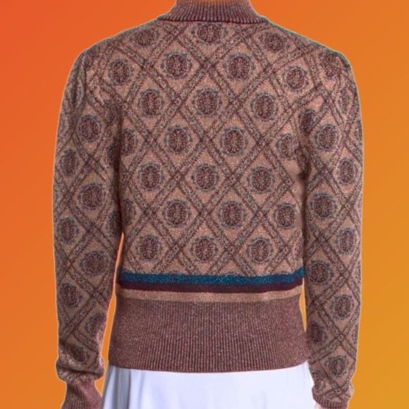 KATHIE K Wool Blend Auburn Multi Color Metallic Thread Sweater Excellent Size XL - Picture 3 of 6